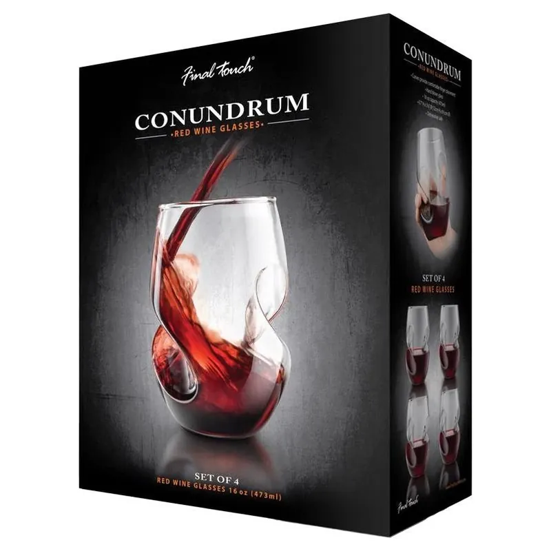Conundrum Stemless Red Wine Glasses - 16 Ounce, Set Of 4