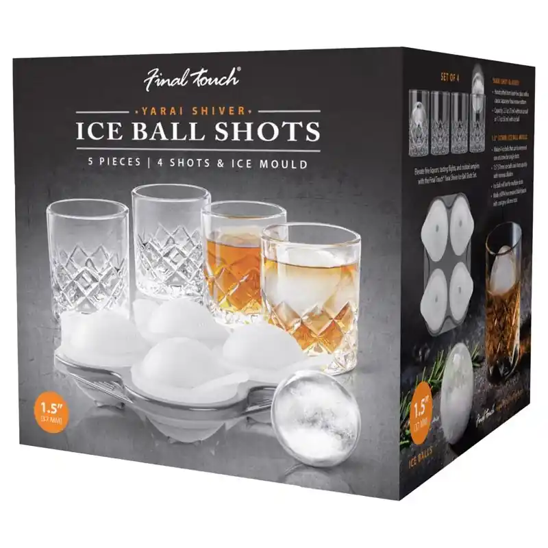 Final Touch 2.5 Oz Clear Glass Yarai Shot Glass Set, 5 Piece