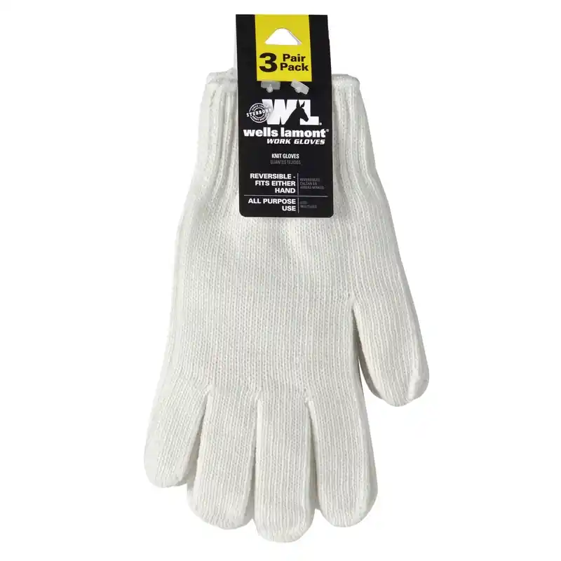 Wells Lamont Men‘s Reversible Work Gloves White L 3 Pk