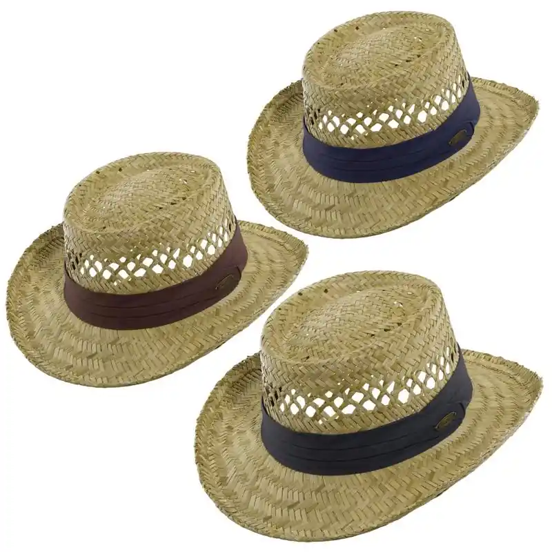Panama Jack Gambler Hat Assorted Rush Straw One Size Fits Most