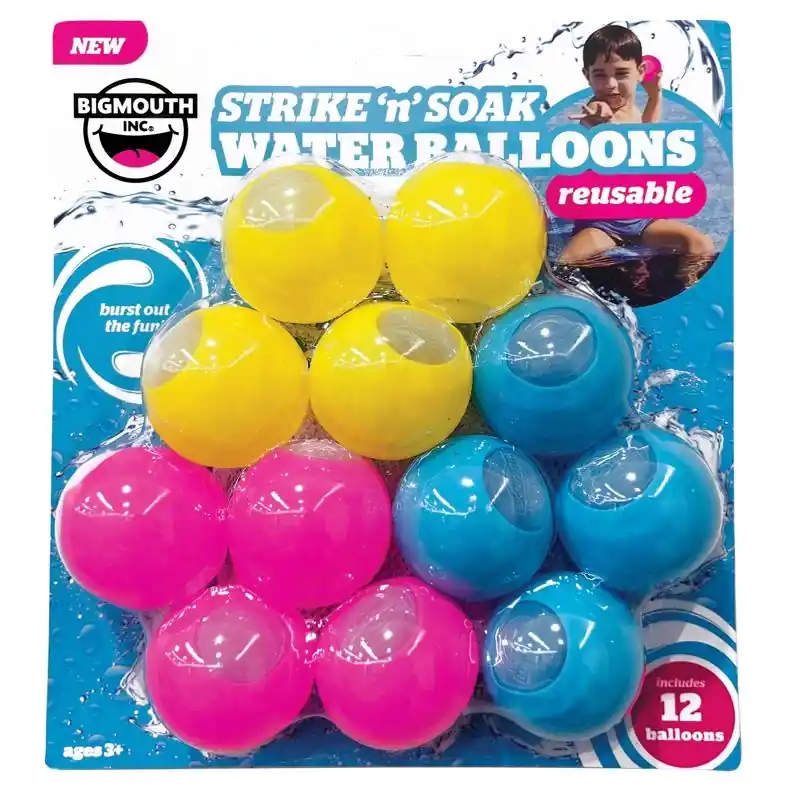 Bigmouth Strike ‘n‘ Soak Assorted Silicone Reusable Water Balloon Pool Balls