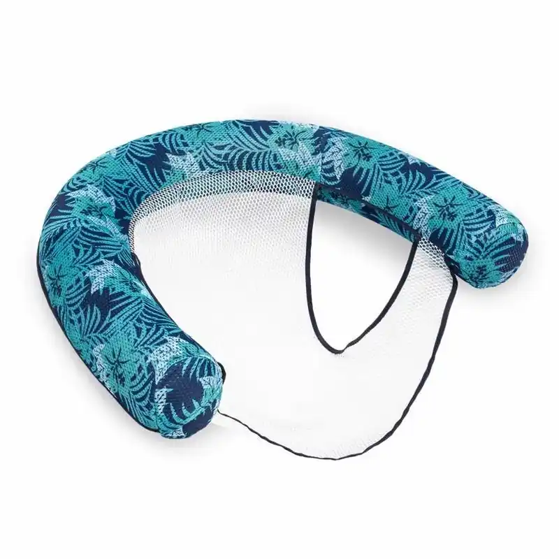 Aqua Swim Navy Blue Inflatable Tropical Palm Float Chair – Lightweight Mesh Lounge Seat
