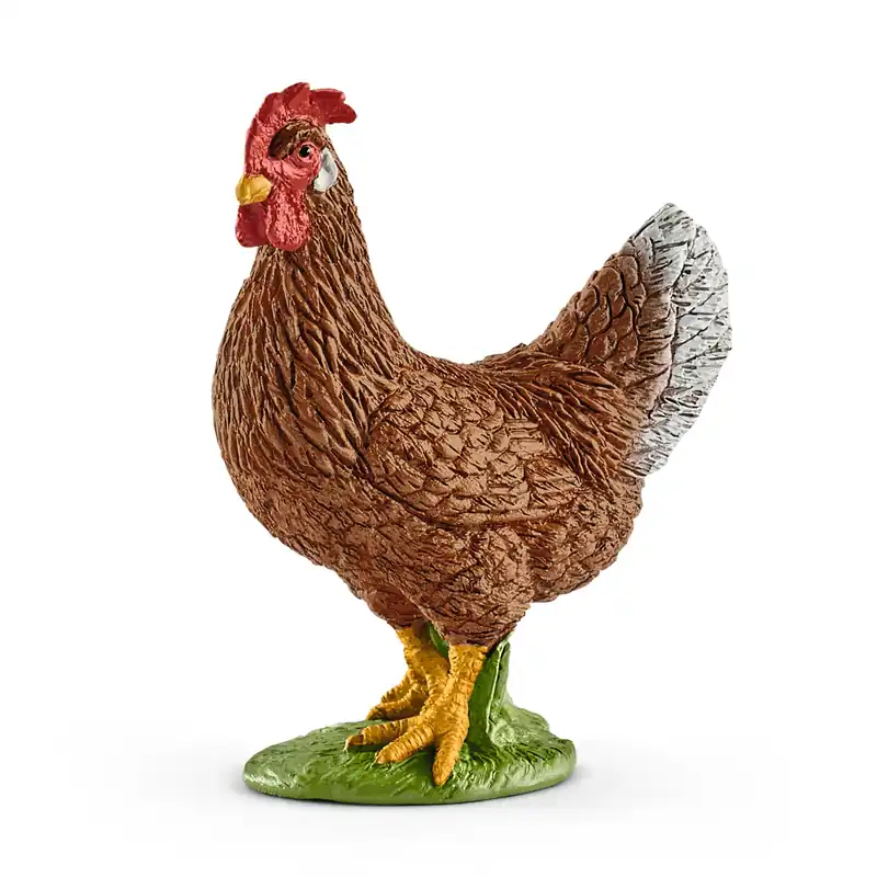 Farm World Brown Hen Toy Figure, Hand-painted, 1.7" X 1" X 2.2"