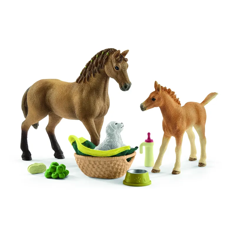 Horse Club Sarah‘s Baby Animal Care Toy - Multicolored Plastic Foal & Puppy Set