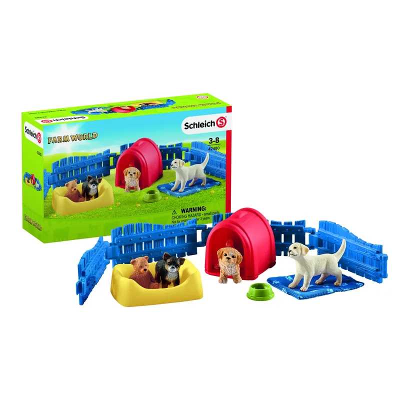 Farm World Puppy Pen Toy Animal Set - Multicolored Playset For Ages 3 & Up