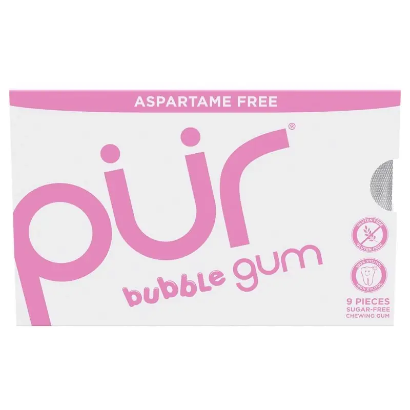 PUR Sugar Free Bubblegum Chewing Gum 1 Pk 9 Pc