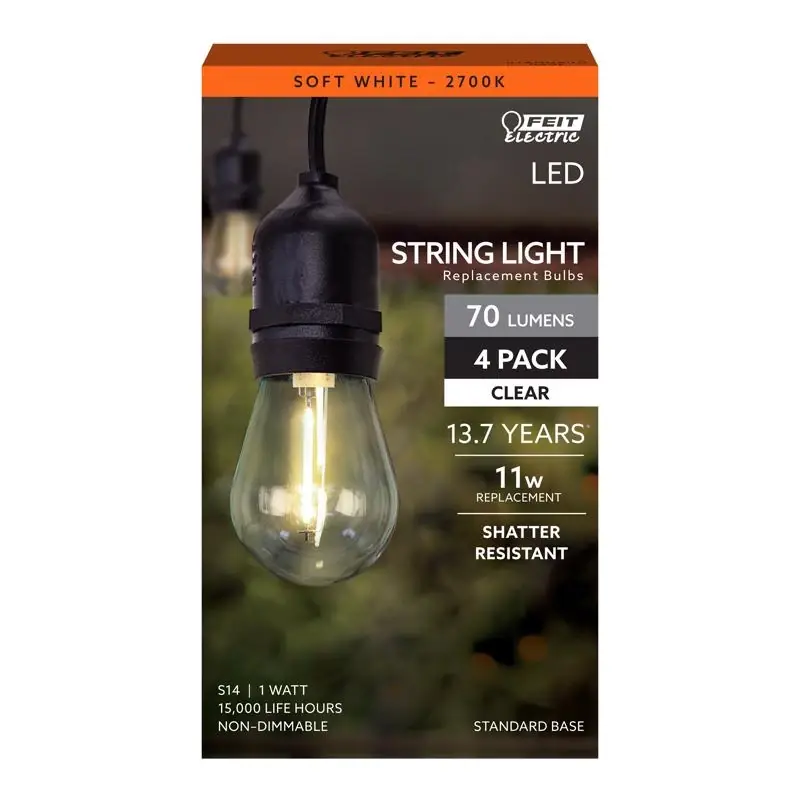 Feit S14 E26 (Medium) Filament LED Bulb Soft White 11 Watt Equivalence 4 Pk