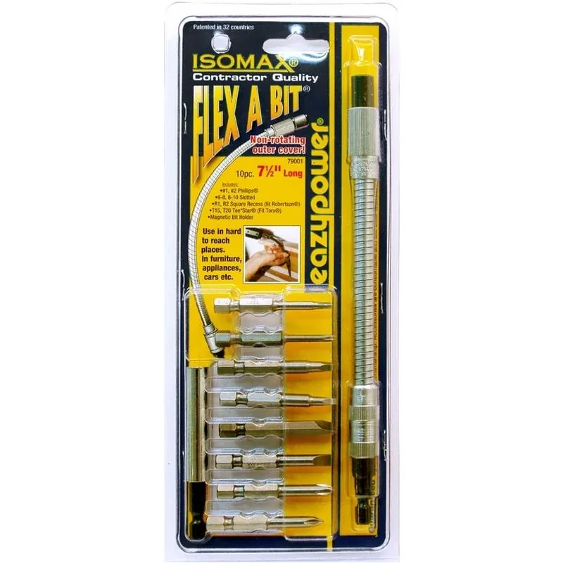 Eazypower Isomax 7.5 In. Steel Assortment Flexible Screwdriver Extension 1/4 In. Hex Shank 10 Pc
