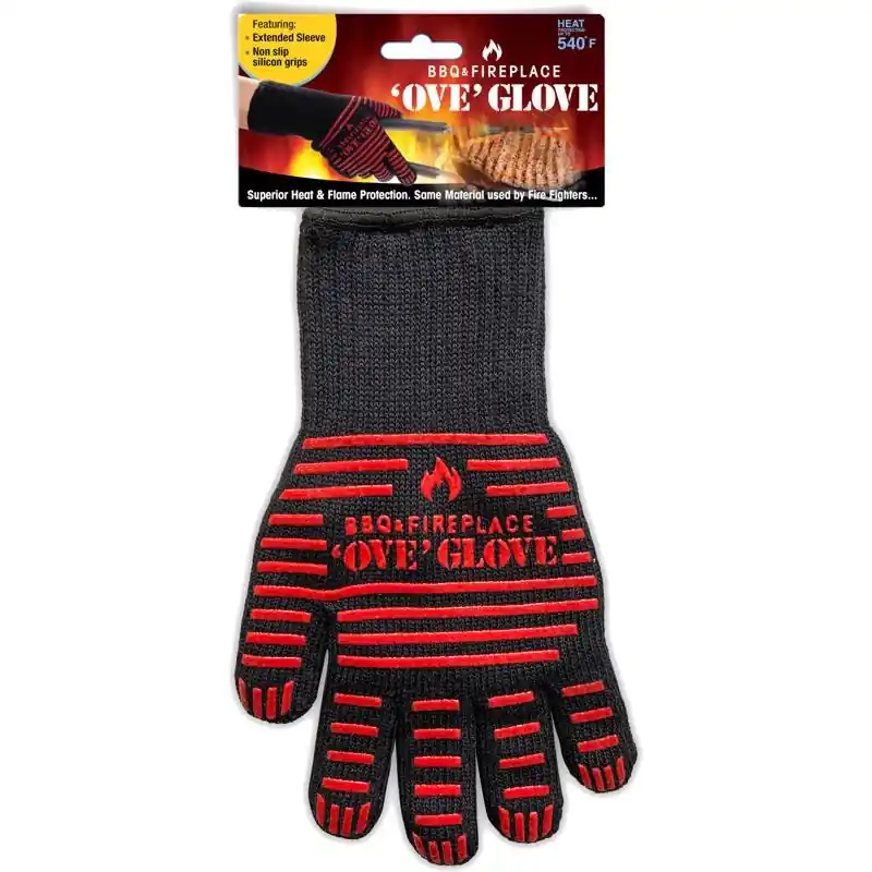 Ove Glove Black/red Aramid Cotton Oven Mitt, Heat Resistant To 540 Degrees