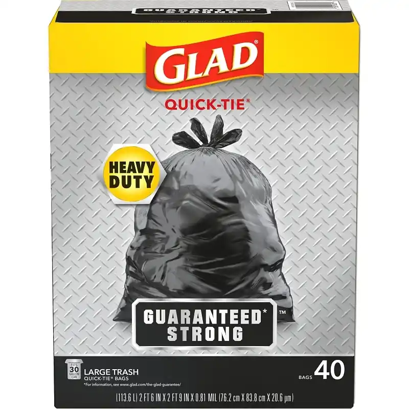 Glad 30 Gal Trash Bags Quick Tie 40 Pk