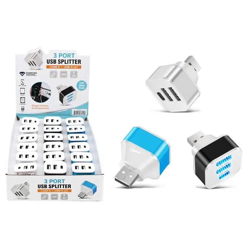Diamond Visions 3 Port Usb Charger For Home And Auto Use