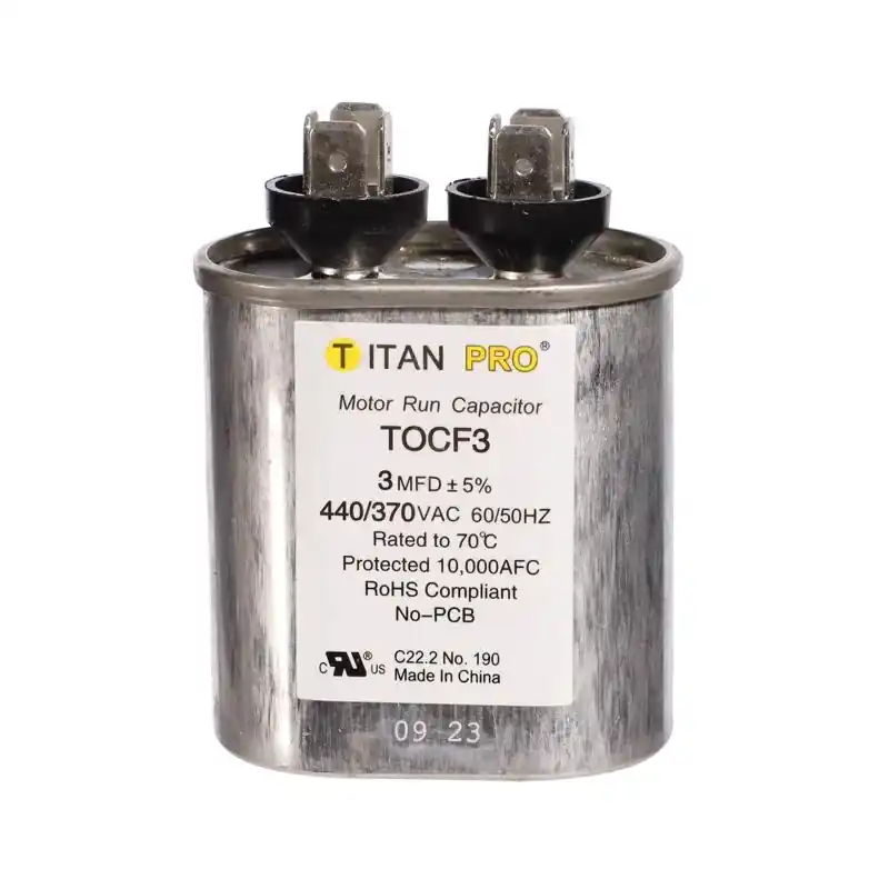 Titan Pro 3 Mfd 440 Volt Oval Run Capacitor Aluminum