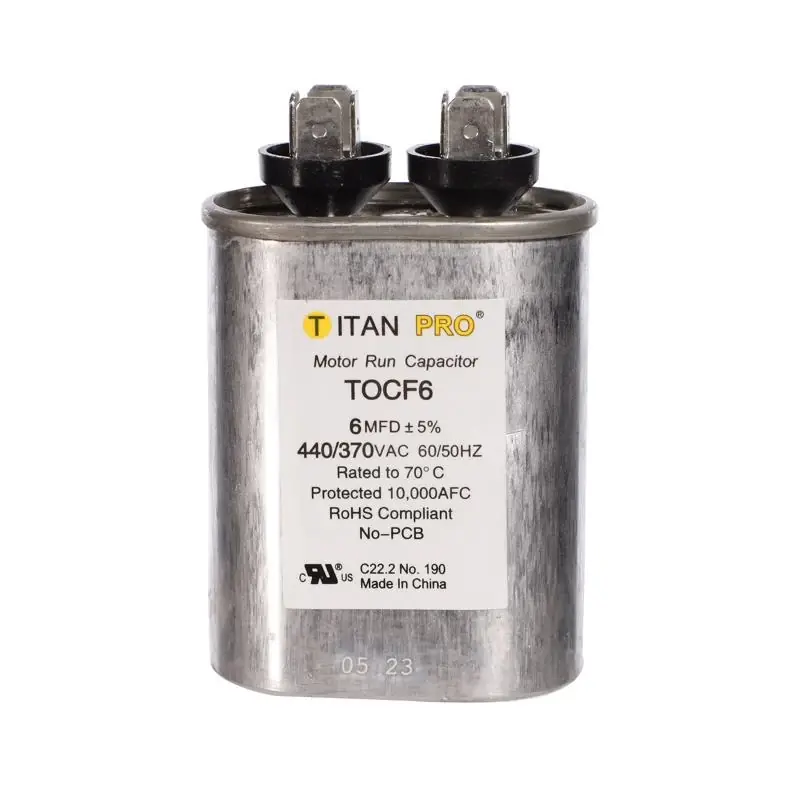Titan Pro 6 Mfd 440 Volt Oval Run Capacitor Aluminum Case