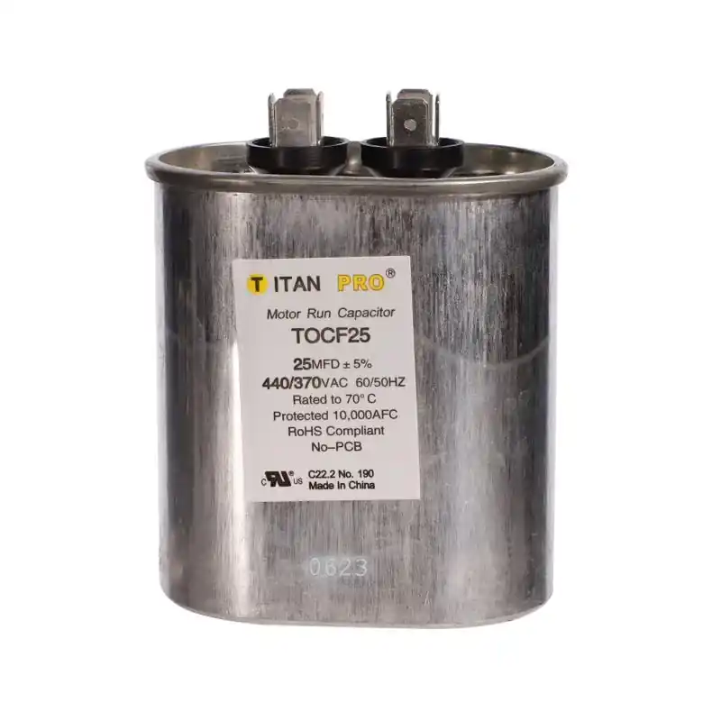 Titan Pro 25 Mfd 440 Volt Oval Run Capacitor Tocf25
