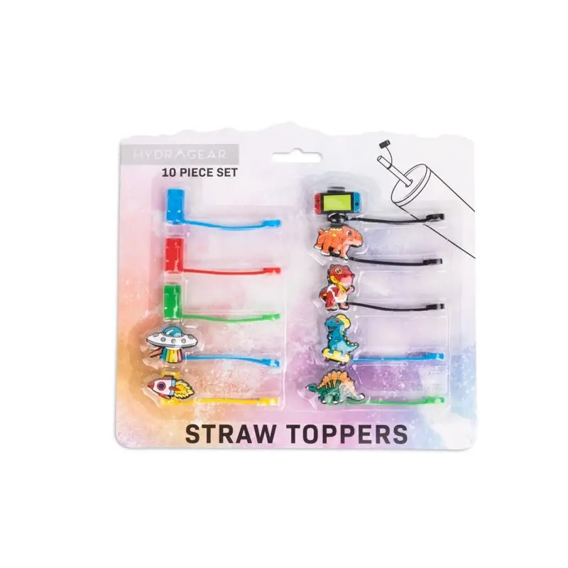 Core Kitchen Dino Straw Topper Silicone 10 Pk