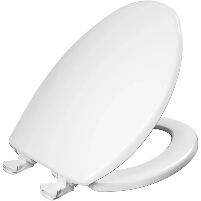 Mayfair Bemis Elongated White Plastic Closed‑Front Toilet Seat With Hardware & Cover