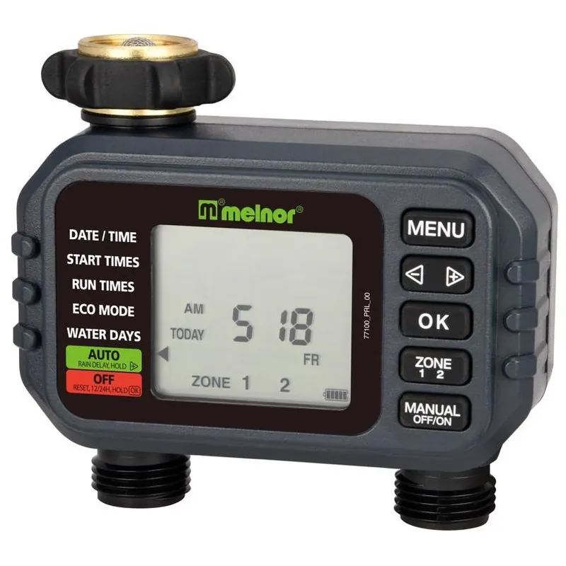 Melnor 2‑Zone Digital Irrigation Timer With Programmable Settings