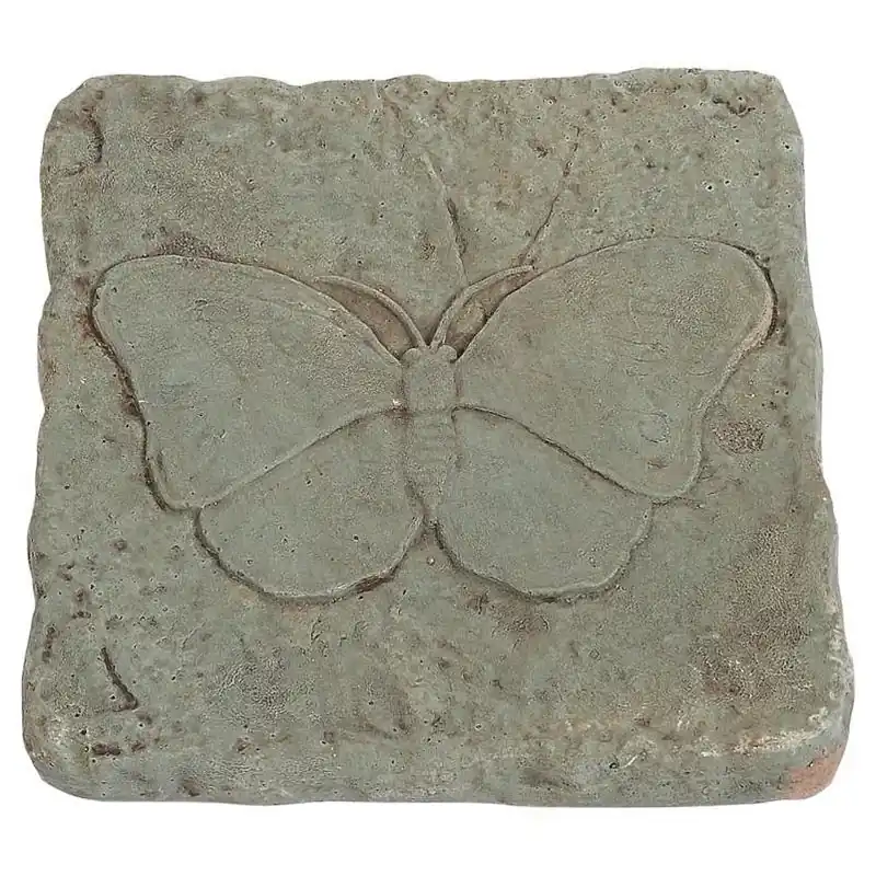 Athens Stonecasting Butterfly Concrete Stepping Stone – 12" X 12" Beige/Brown