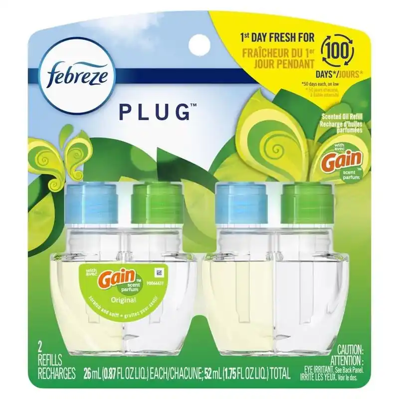 Febreze Gain Original Plug‑In Air Freshener Oil Refill – 1.75 oz (2‑Pack)