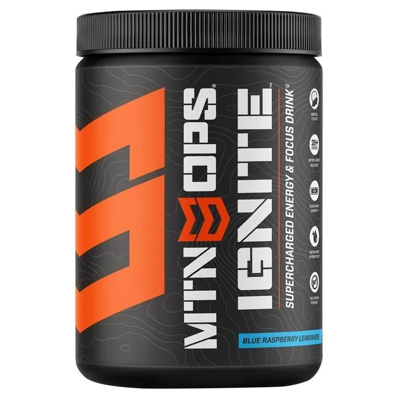 MTN OPS Ignite Blue Raspberry Lemonade Energy Powder – 20.6 oz Bottle