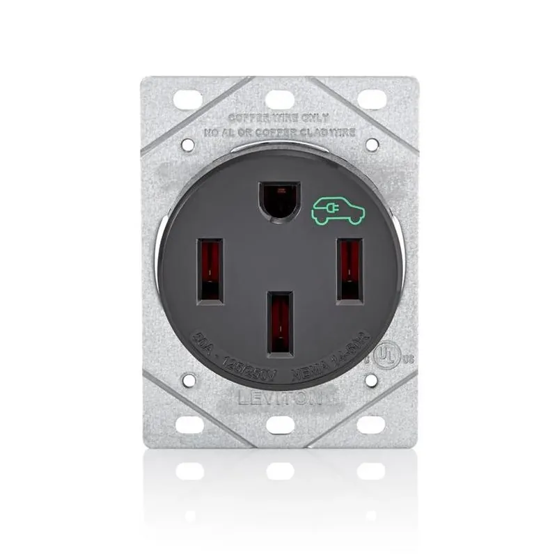 Leviton 50‑Amp NEMA 14‑50R Black EV Charging Receptacle – UL/CSA Certified