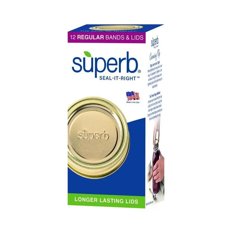 Superb Seal-It-Right Regular-Mouth Canning Lids & Bands – 12-Pack