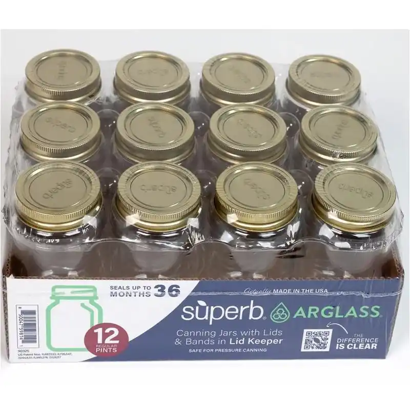 Superb Arglass 16 oz Regular‑Mouth Canning Jars – Pack Of 12