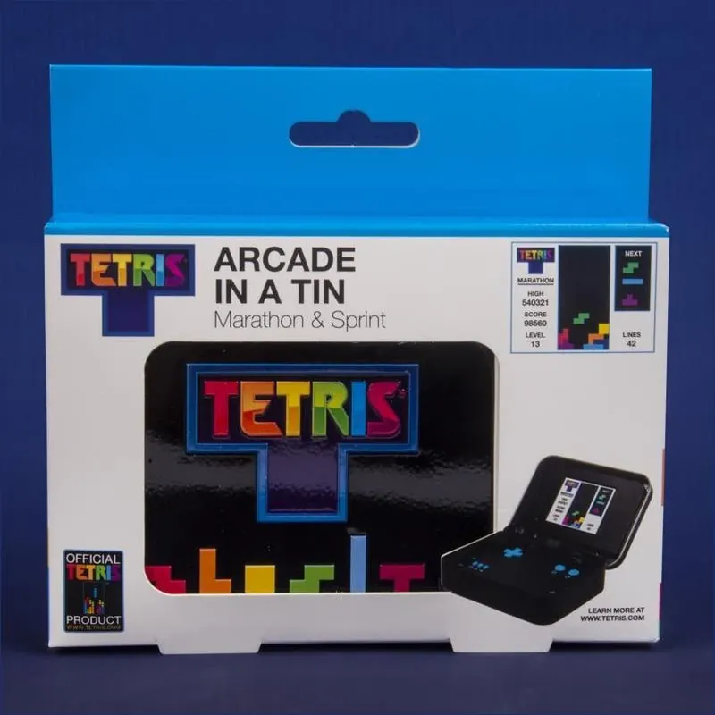 Fizz Retro Tetris Handheld Arcade Tin – Black Portable Game Console