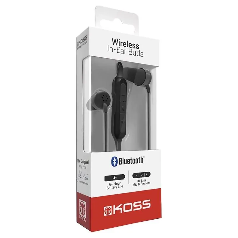 Koss Wireless Bluetooth In‑Ear Earbud With Mic – Black