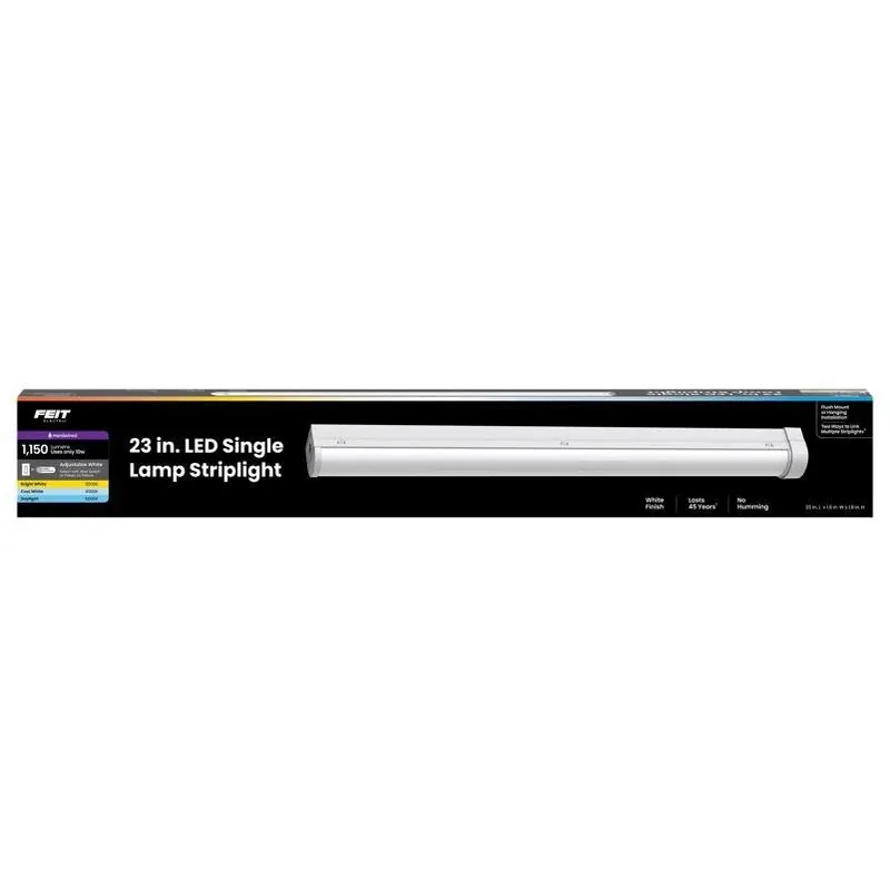 Feit 23‑Inch White Hardwired LED Strip Light – 1150 lm, 10 W, Linkable (Up To 6 Fixtures)