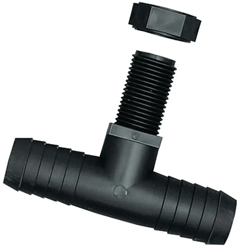 Ntt 12 P 2pk Polypropylene Hose Tee, 1/2 Barb X 11/16 Male Union