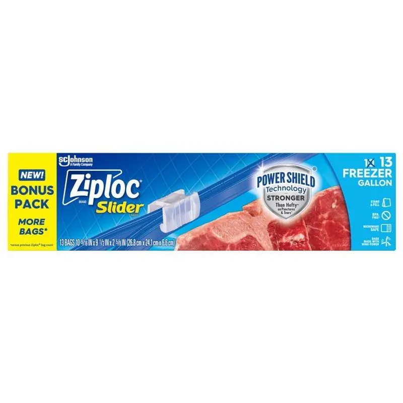 Ziploc Grip’n Seal Clear Slider Storage Bags – 13‑Pack, Freezer & Microwave Safe