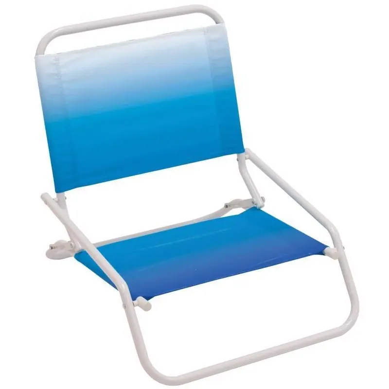 Rio Brands Single‑Position Blue & White Beach Chair – Durable Steel Frame
