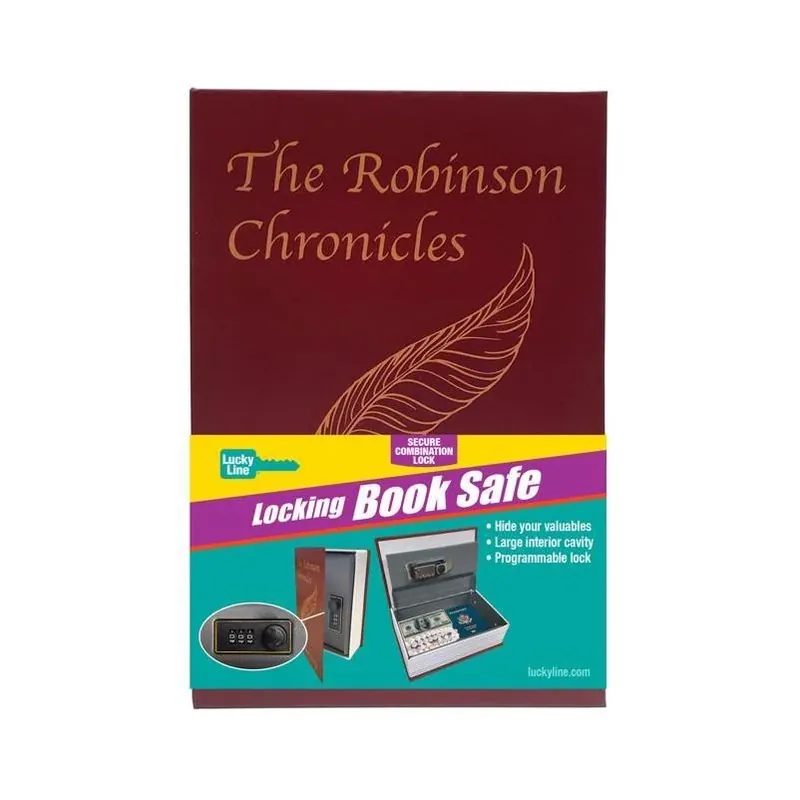 Lucky Line Burgundy Combination Book Safe With Secure Lock