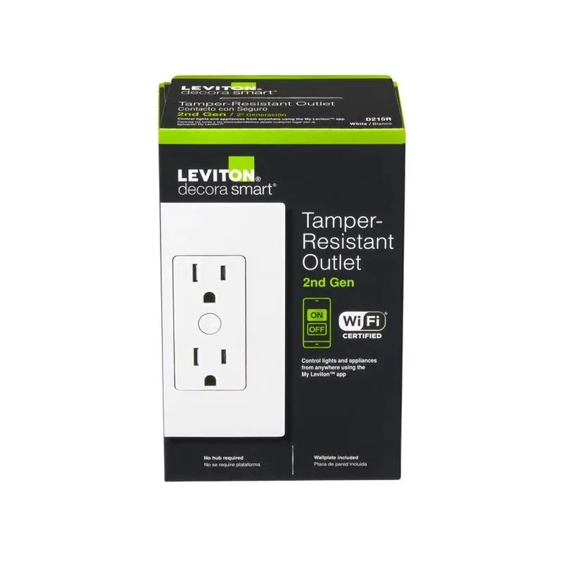 Leviton Decora Smart 15‑Amp White Tamper‑Resistant Duplex Outlet – 5‑15R