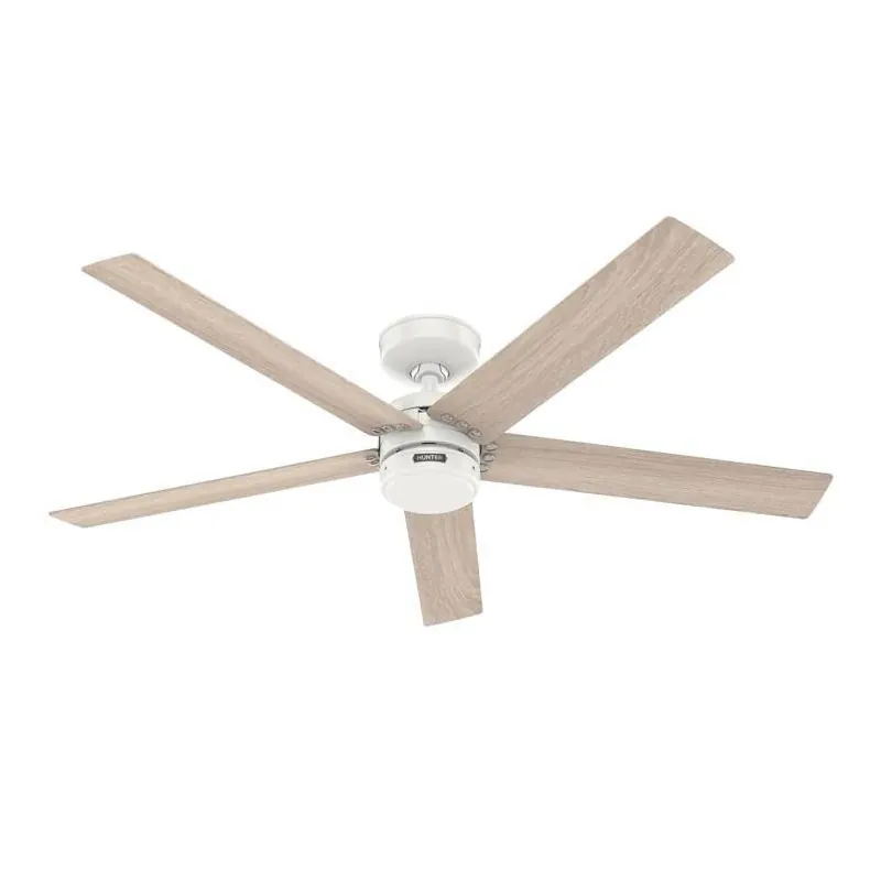Hunter Burton 52‑Inch White Indoor/Outdoor Ceiling Fan – 5‑Blade Energy‑Efficient Fan