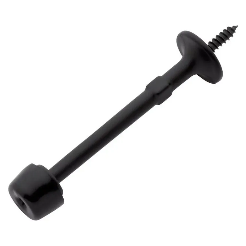 National Hardware 4" Matte Black Zinc Rigid Door Stop With Rubber Tip – Surface Mount