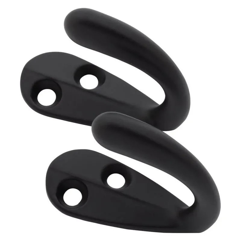 Heavy‑Duty Matte Black Robe Hook – 35 lb Capacity, Surface‑Mount With Hardware