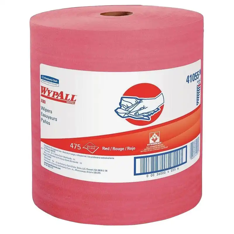 X80 Red Perforated Wipers, 12.5" X 13.4", 475 Wipers Per Roll