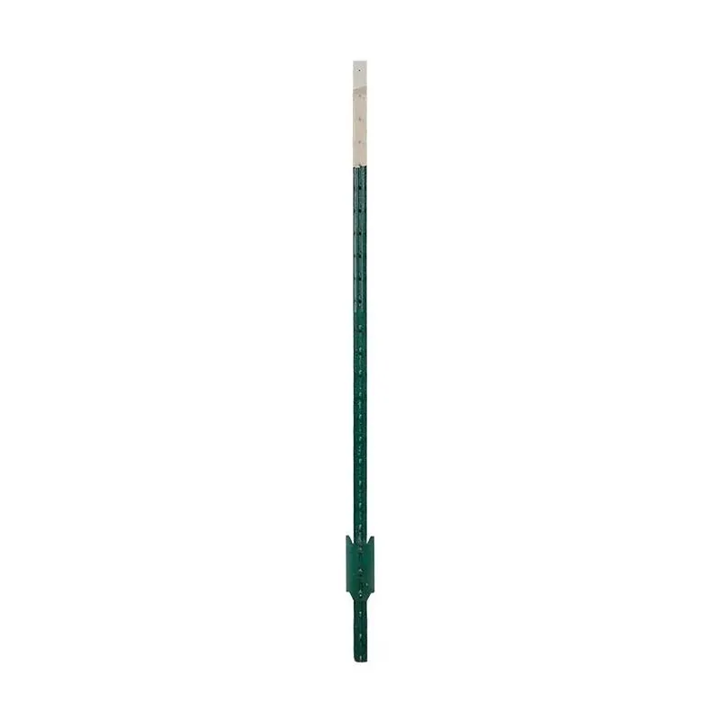 Studded Fence T-Post, Green, 5-1/2-Ft.