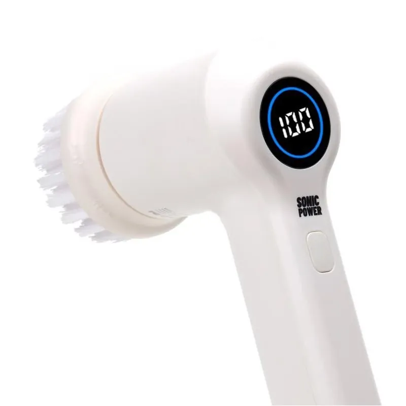 Sonic Power Medium Bristle Tub & Tile Scrubber – 2.5‑in. Head, 7‑in. Plastic Handle, White