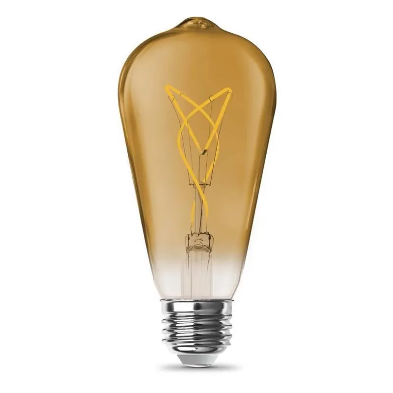 Feit Amber Filament LED Bulb – 5.5W ST19, Dimmable, 500 lm, 60W Equivalent (2‑Pack)