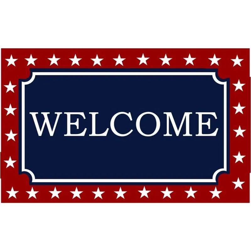 Rockport Premium Americana Multi‑Color Coir Welcome Mat – 18×28 in Outdoor Non‑Slip Door Rug