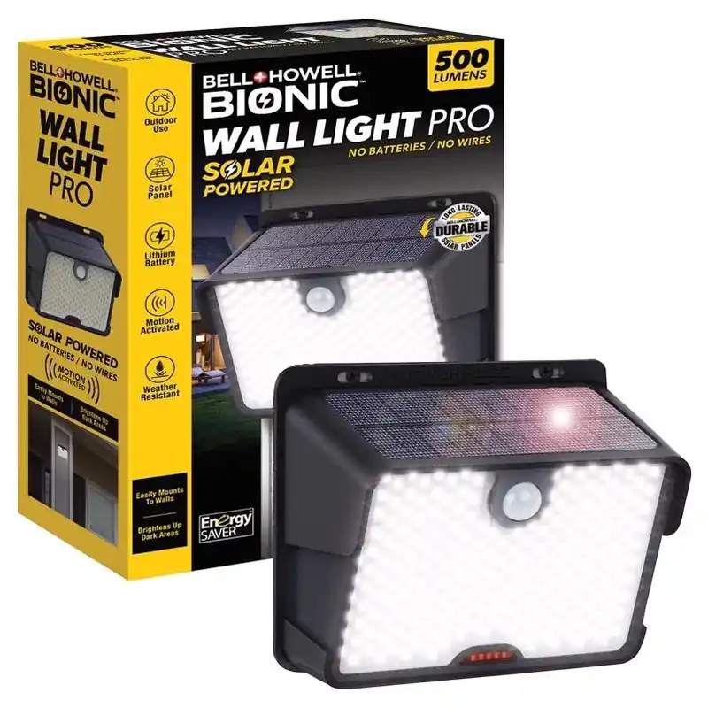 Bell & Howell Bionic Black Solar Motion‑Sensor LED Wall Light