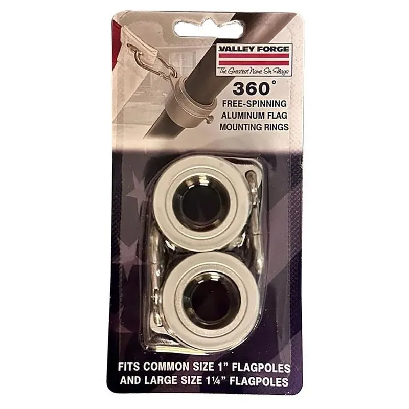 Brushed Aluminum 1‑Inch Flag Mounting Ring – Rust‑Resistant Silver Hardware By Valley Forge