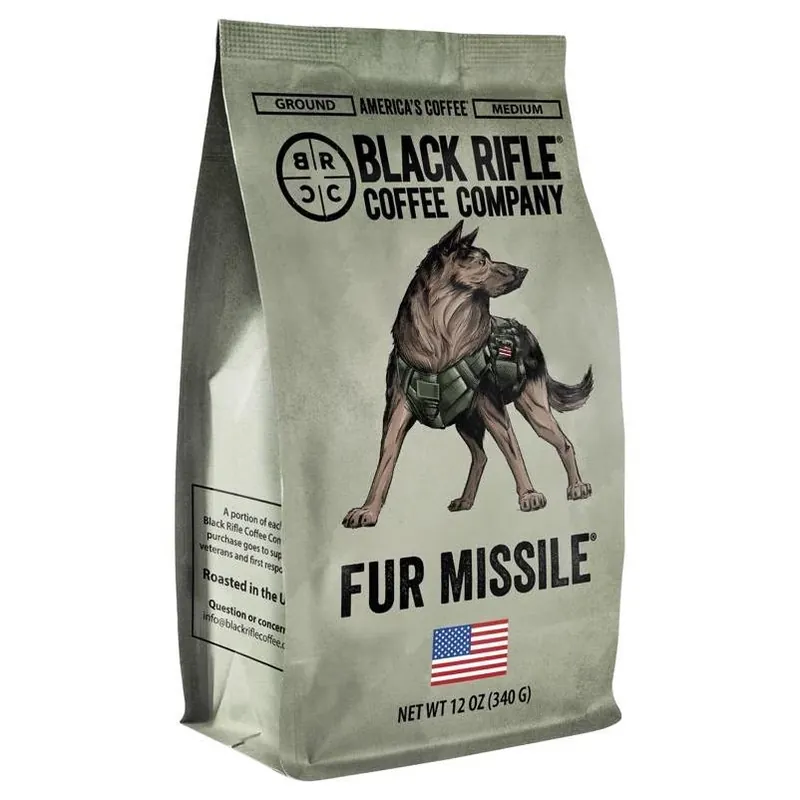 Fur Missile Medium Roast Ground Coffee – Black Rifle Blend (12‑oz Bag)