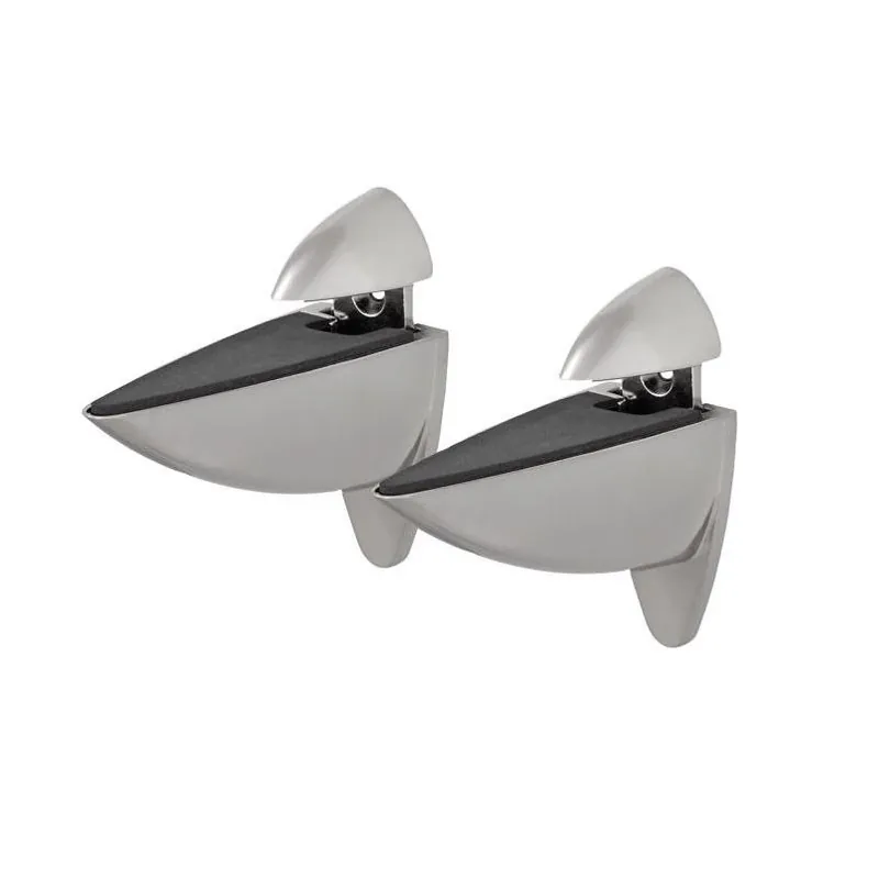 Dolle Ara Heavy‑Duty Brushed Silver Metal Shelf Clips – 4.5" × 1.8" × 4.1" (Pack Of 2)