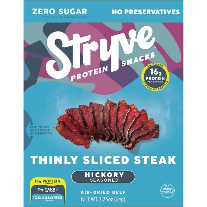 Stryve Hickory‑Seasoned Beef Biltong Strips – 2 oz High‑Protein Snack