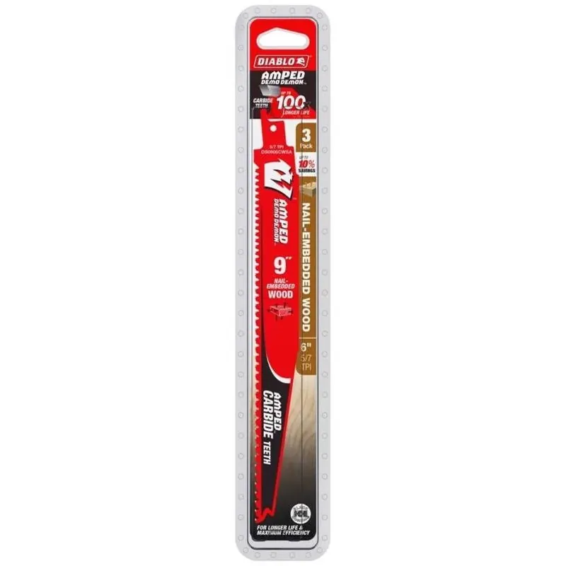 Diablo AMPED Demo Demon 9‑Inch Reciprocating Saw Blade – 5.7 TPI Carbide Edge With Black I.C.E. Coating