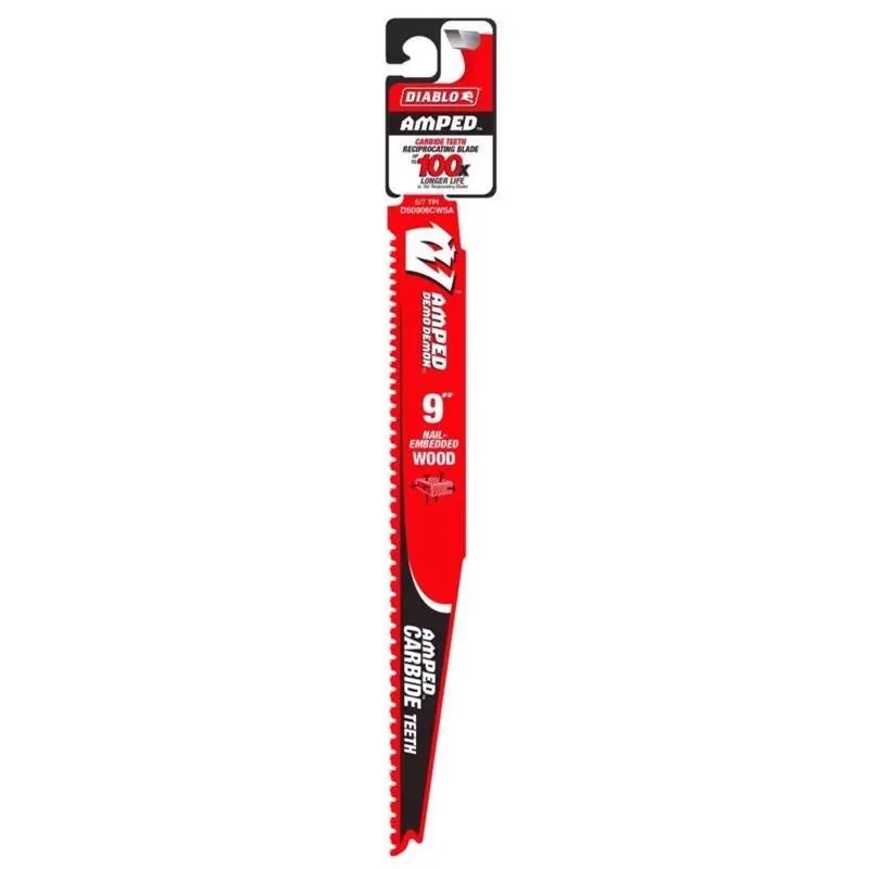 Diablo AMPED Demo Demon 9" Reciprocating Saw Blade – 5‑7 TPI Carbide Edge With I.C.E. Coating